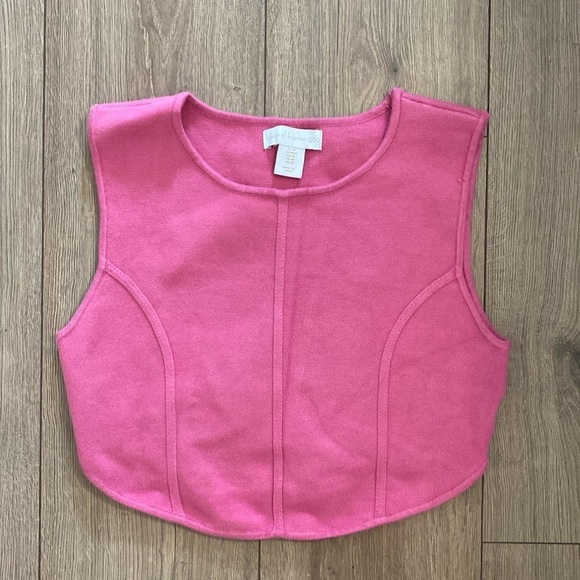 House of Harlow 1960 | Pink Knit Ribbed Crop Top | Medium - Picture 1 of 4